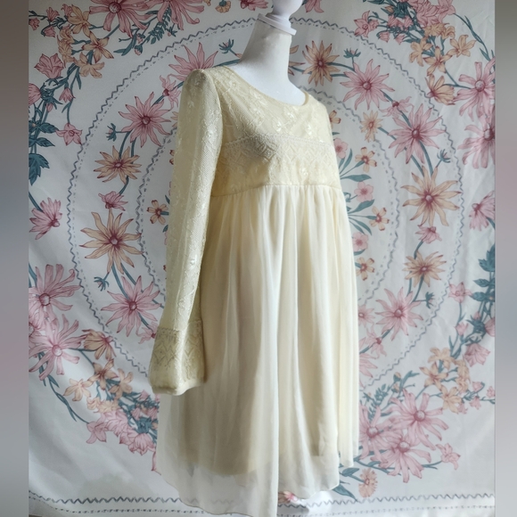 Axes Femme Dresses & Skirts - Axes Femme Babydoll Empire Highwaist Dress Gown Harajuku J Fashion Cream Cottage